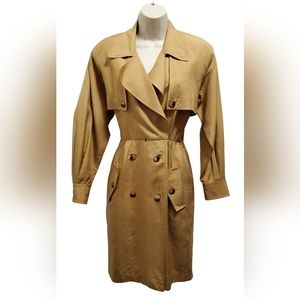 Gillian Blazer Dress 100% SILK Womens Gold  Midi Long Sleeve Size 2